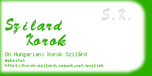 szilard korok business card